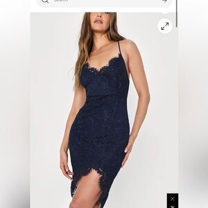 Lulus flirting with desire navy lace dress EUC size small